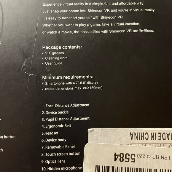 VR SHINECON VIRTUAL REALITY GLASSES NIB - Picture 7 of 7